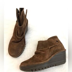 Fly London Brown Suede Wedges